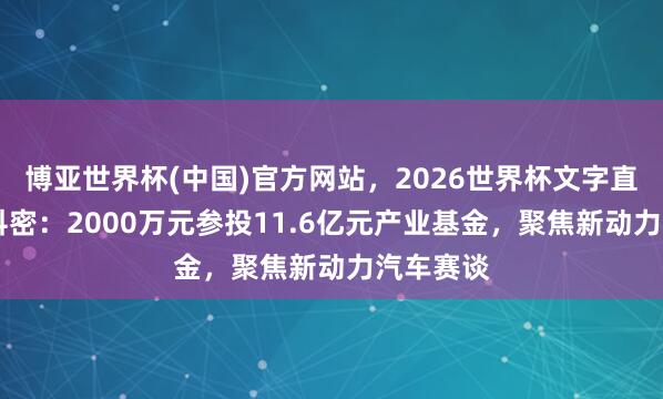 博亚世界杯(中国)官方网站,2026世界杯文字直播 瑞立科密:2000万元参投11.6亿元产业基金,聚焦新动力汽车赛谈