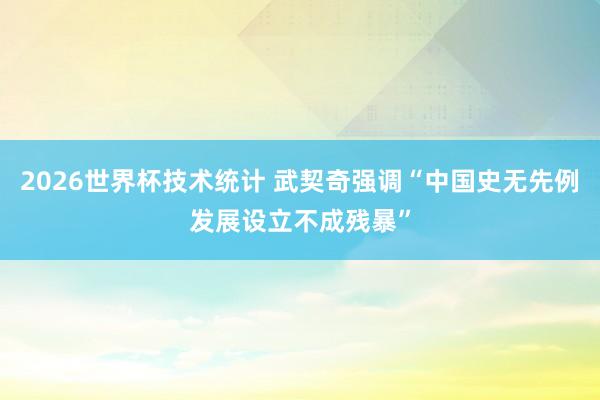 2026世界杯技术统计 武契奇强调“中国史无先例发展设立不成残暴”