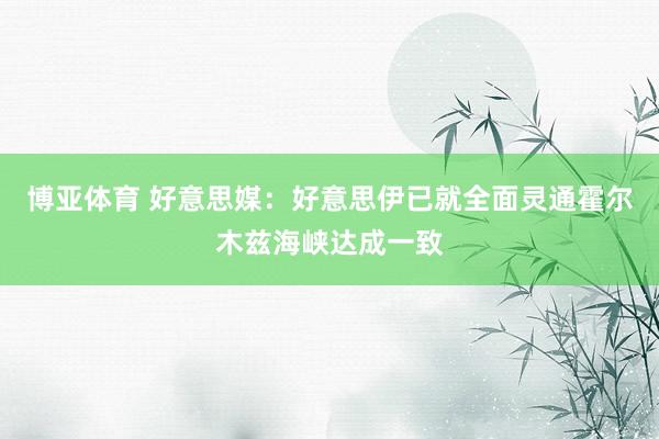 博亚体育 好意思媒:好意思伊已就全面灵通霍尔木兹海峡达成一致