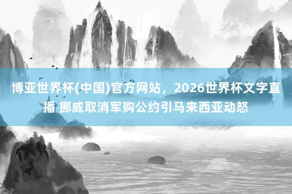 博亚世界杯(中国)官方网站,2026世界杯文字直播 挪威取消军购公约引马来西亚动怒