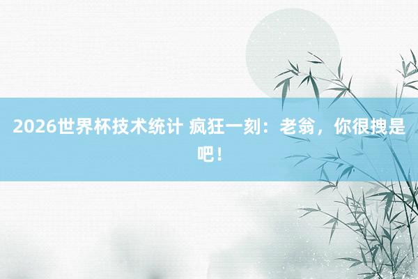 2026世界杯技术统计 疯狂一刻:老翁,你很拽是吧!