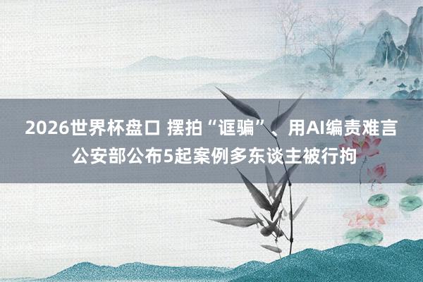 2026世界杯盘口 摆拍“诓骗”、用AI编责难言 公安部公布5起案例多东谈主被行拘