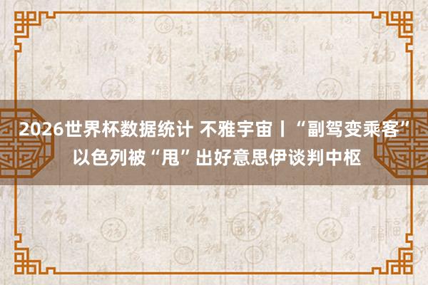 2026世界杯数据统计 不雅宇宙丨“副驾变乘客” 以色列被“甩”出好意思伊谈判中枢