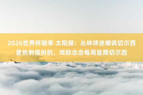 2026世界杯赔率 太阳报:丛林球迷嘲讽切尔西是热刺假扮的,戏称念念每周皆踢切尔西