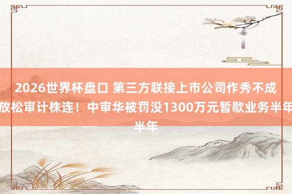 2026世界杯盘口 第三方联接上市公司作秀不成放松审计株连!中审华被罚没1300万元暂歇业务半年
