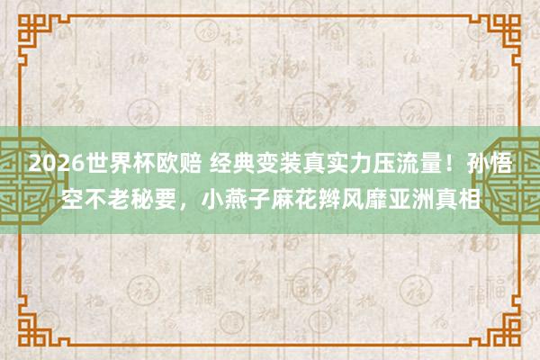 2026世界杯欧赔 经典变装真实力压流量!孙悟空不老秘要,小燕子麻花辫风靡亚洲真相