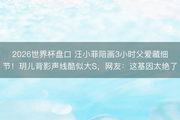 2026世界杯盘口 汪小菲陪画3小时父爱藏细节!玥儿背影声线酷似大S,网友:这基因太绝了