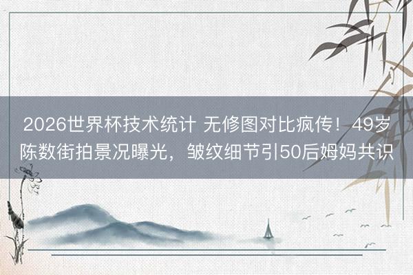 2026世界杯技术统计 无修图对比疯传!49岁陈数街拍景况曝光,皱纹细节引50后姆妈共识