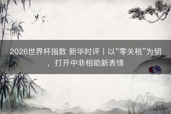 2026世界杯指数 新华时评丨以“零关税”为钥,打开中非相助新表情