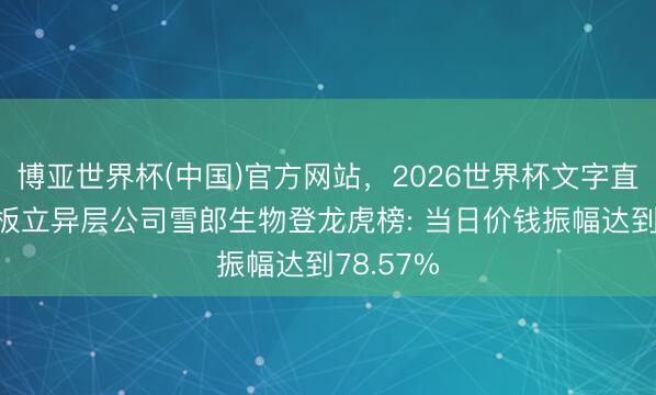 博亚世界杯(中国)官方网站,2026世界杯文字直播 新三板立异层公司雪郎生物登龙虎榜: 当日价钱振幅达到78.57%