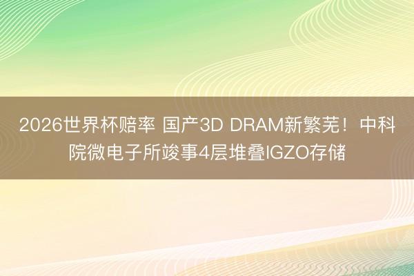 2026世界杯赔率 国产3D DRAM新繁芜!中科院微电子所竣事4层堆叠IGZO存储